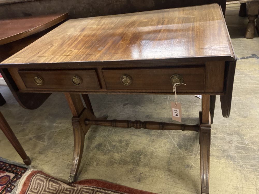 A Regency style mahogany sofa table, width 78cm depth 53cm height 72cm